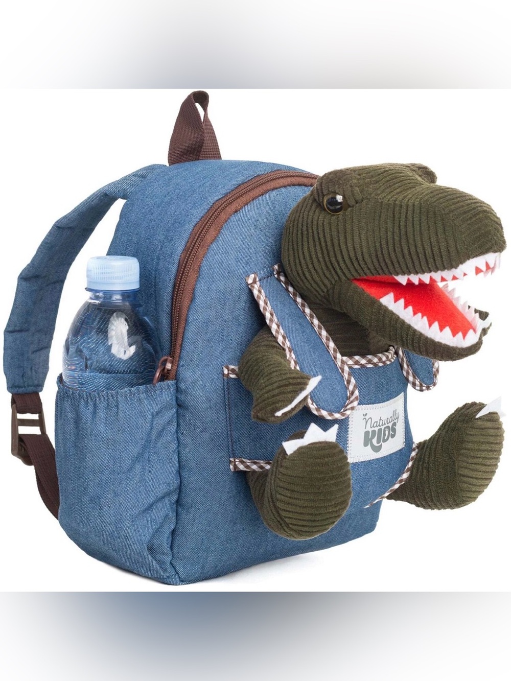 Kids Blue Dino Plush Backpack by